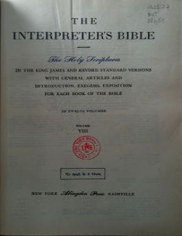 THE INTERPRETER'S BIBLE: VOL. 11- THE EPISTLE TO THE PHILIPPIANS, THE EPISTLE TO THE COLOSSIANS,... 